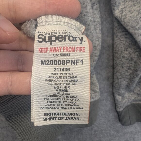 Superdry Mountain grey men hoodie outdoor style sweatshirt textured pullover XL - Picture 12 of 16